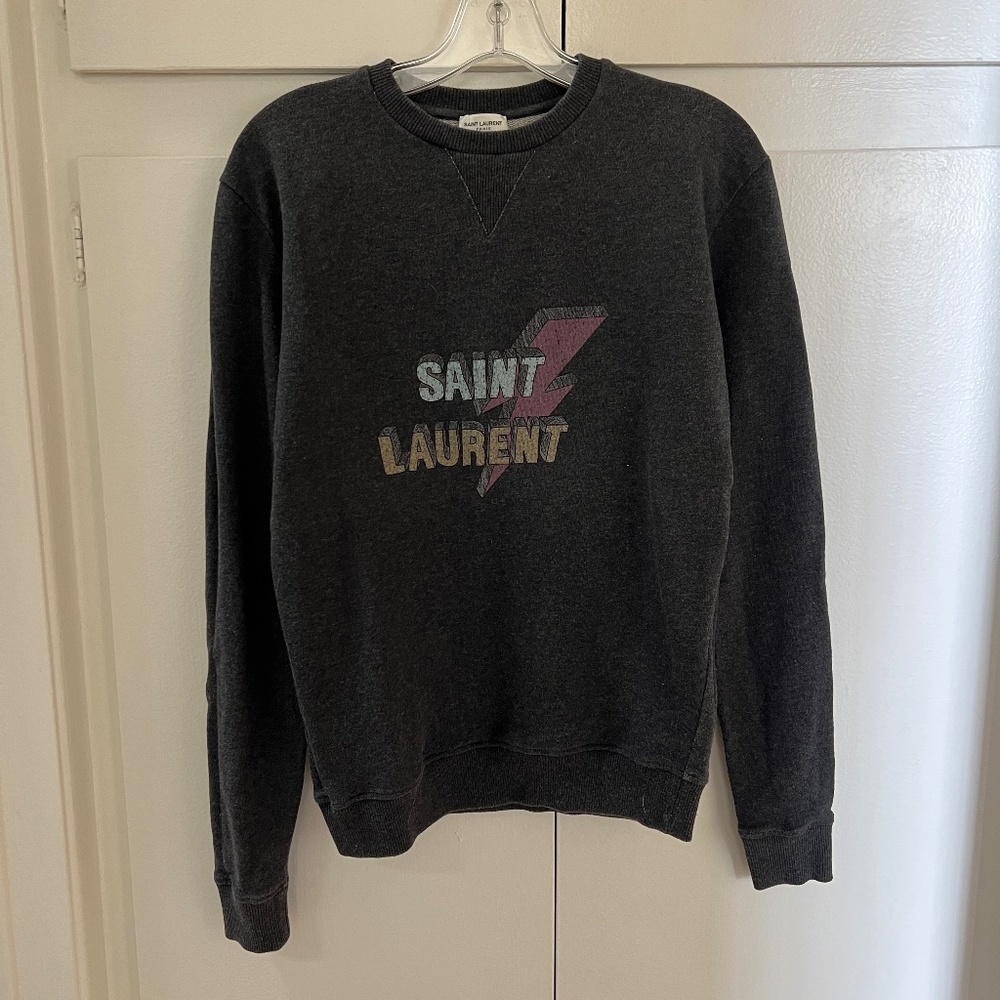 Saint Laurent Lightning Bolt Logo Sweatshirt - Small